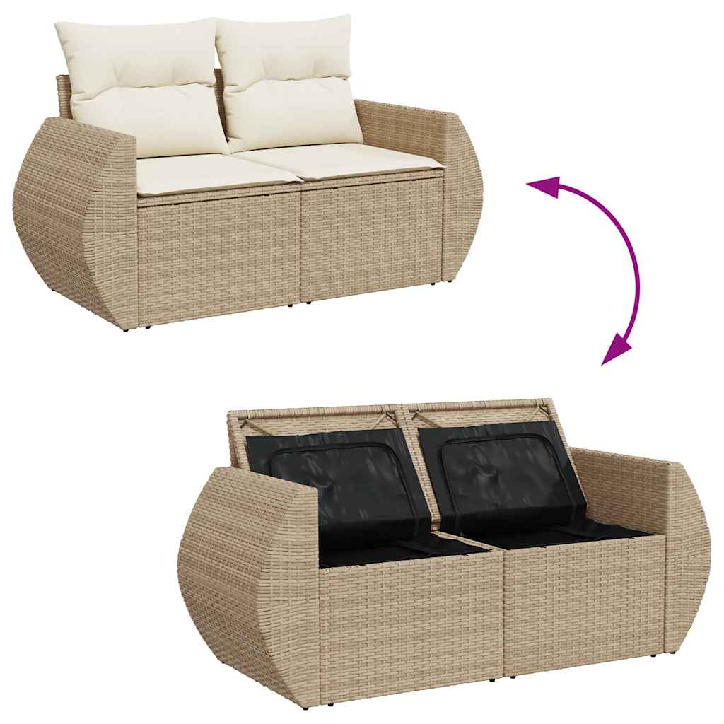 Set Divano da Giardino 9 pz con Cuscini Beige in Polyrattan | homemem39
