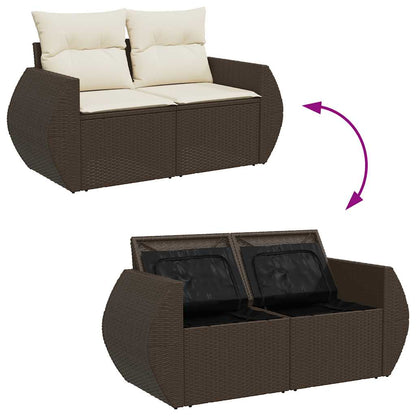 Set Divani da Giardino 9pz con Cuscini Marrone in Polyrattan | homemem39