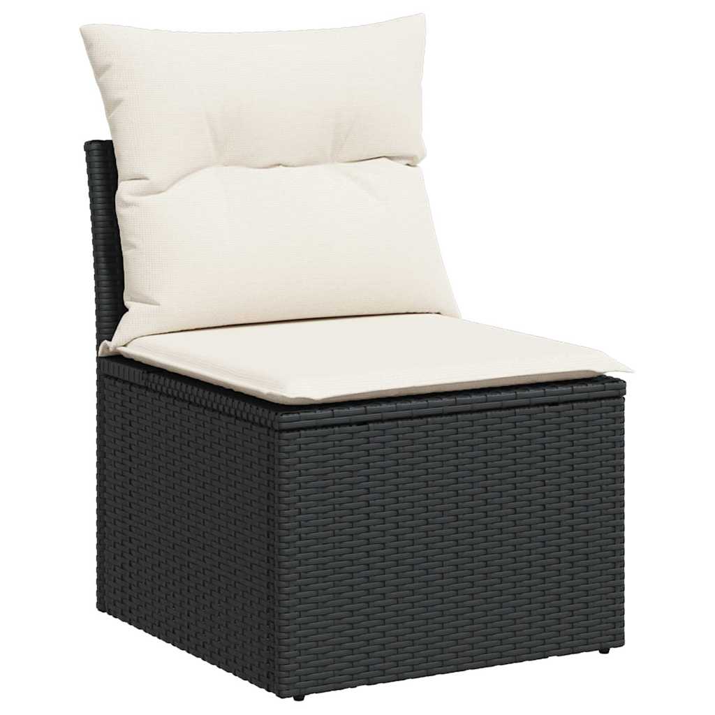 Set Divano da Giardino 6 pz con Cuscini Nero in Polyrattan | homemem39