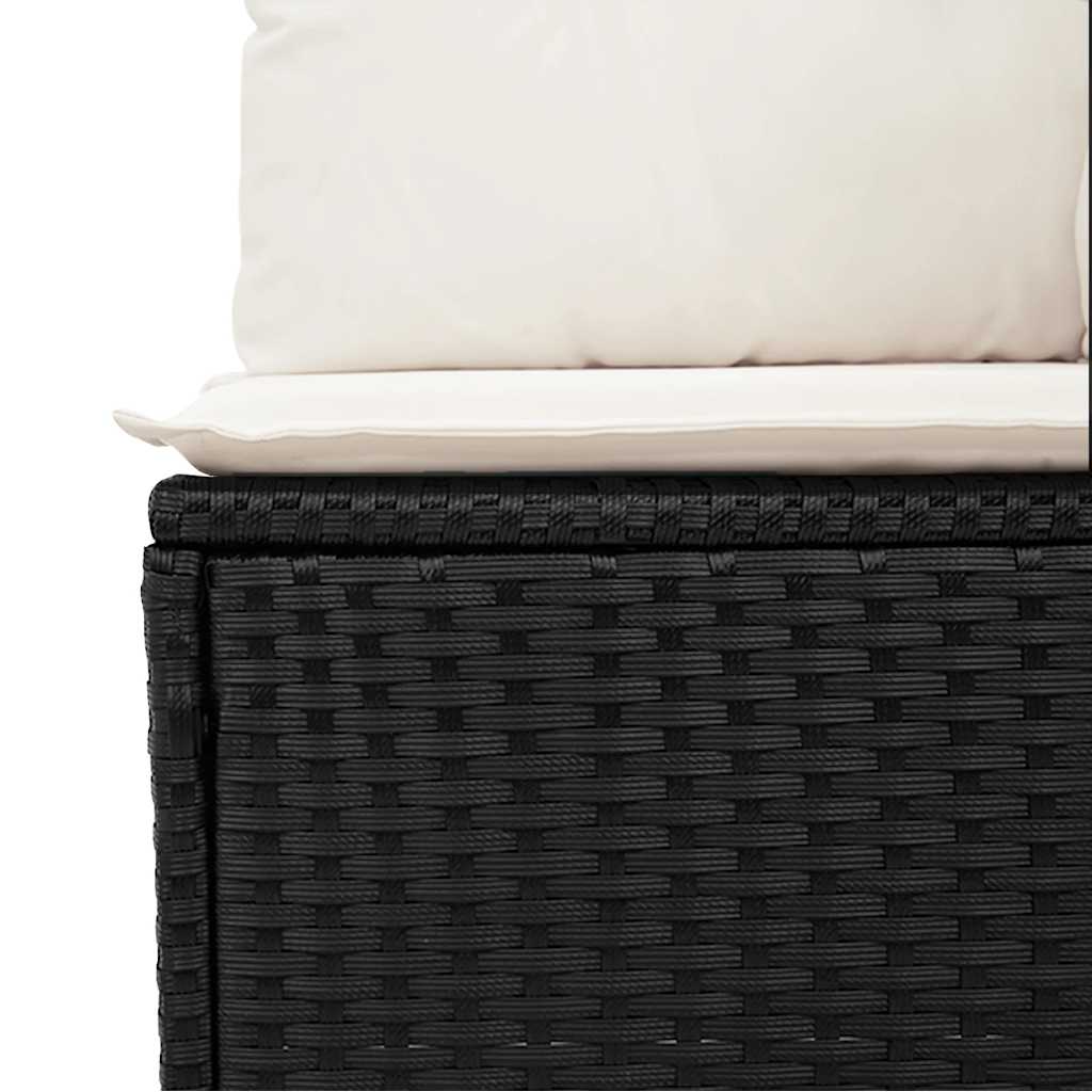 Set Divano da Giardino 6 pz con Cuscini Nero in Polyrattan | homemem39