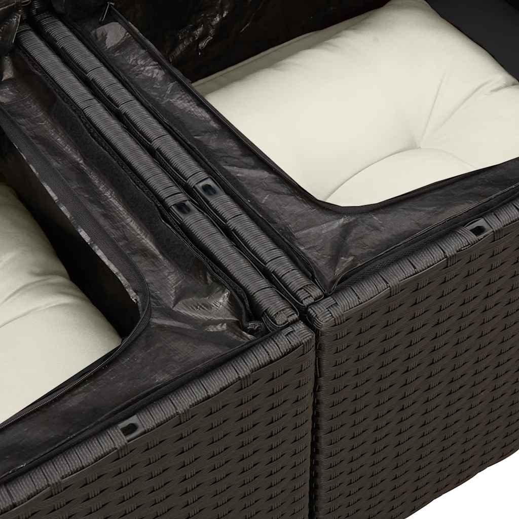 Set Divano da Giardino 6 pz con Cuscini Nero in Polyrattan | homemem39