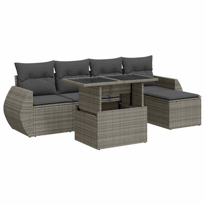 Set Divano da Giardino 6 pz con Cuscini Grigio in Polyrattan | homemem39