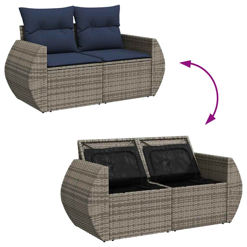 Set Divano da Giardino 6pz con Cuscini Grigio Polyrattan Acacia | homemem39