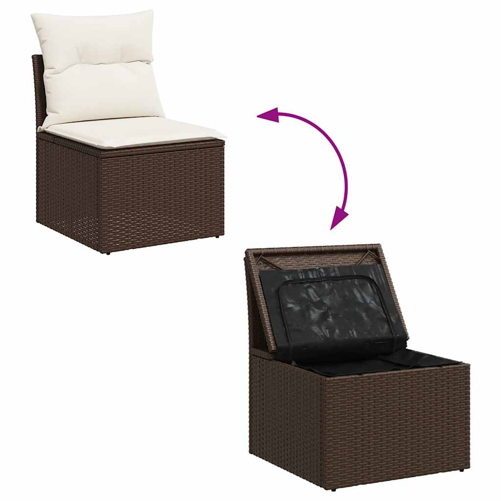Set Divano da Giardino 6 pz con Cuscini Marrone in Polyrattan | homemem39