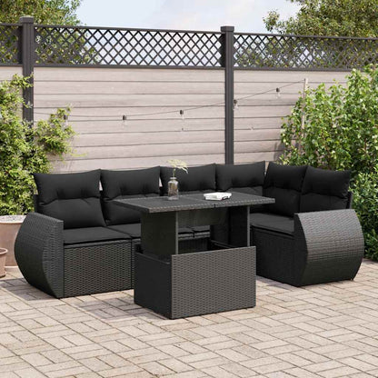 Set Divano da Giardino 6 pz con Cuscini Nero in Polyrattan | homemem39