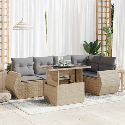 Set Divano da Giardino 6 pz con Cuscini Beige in Polyrattan | homemem39