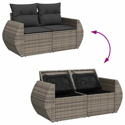Set Divani da Giardino 7 pz con Cuscini Grigio in Polyrattan | homemem39
