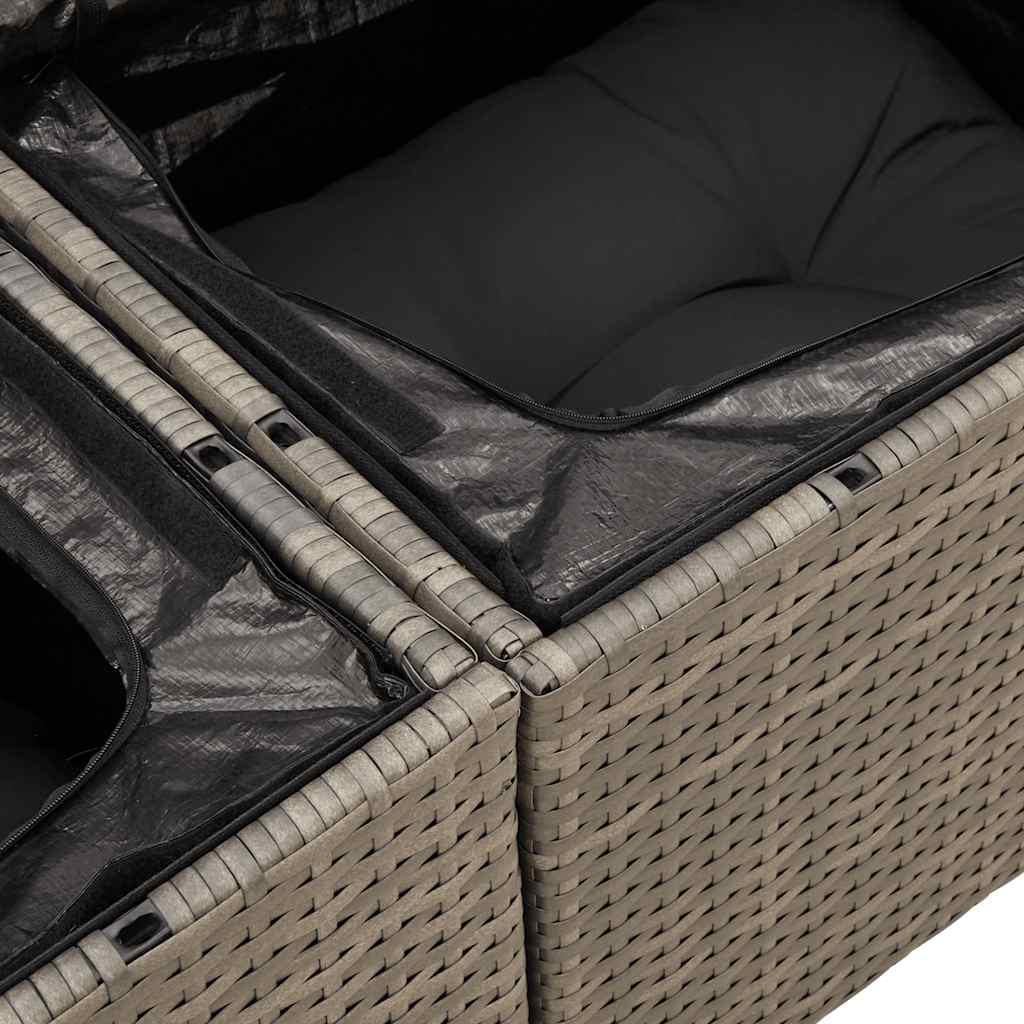 Set Divano da Giardino 9 pz con Cuscini Grigio in Polyrattan