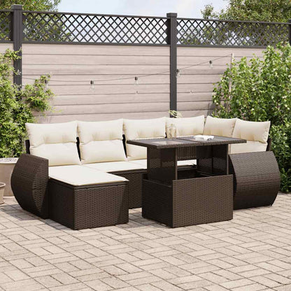 Set Divani da Giardino 7 pz con Cuscini Marrone in Polyrattan | homemem39
