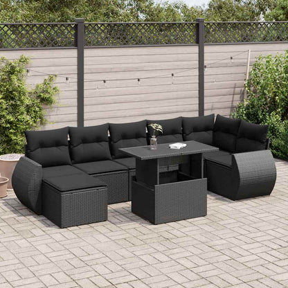 Set Divani da Giardino con Cuscini 8 pz Nero in Polyrattan | homemem39