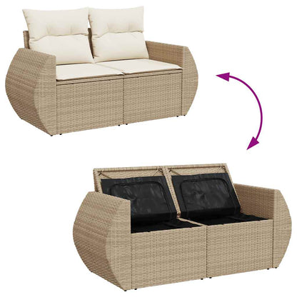 Set Divano da Giardino 8 pz con Cuscini Beige in Polyrattan | homemem39