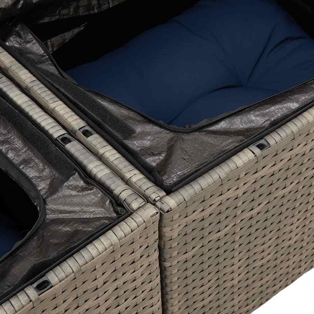 Set Divani Giardino 9 pz con Cuscini Polyrattan Acacia Grigio