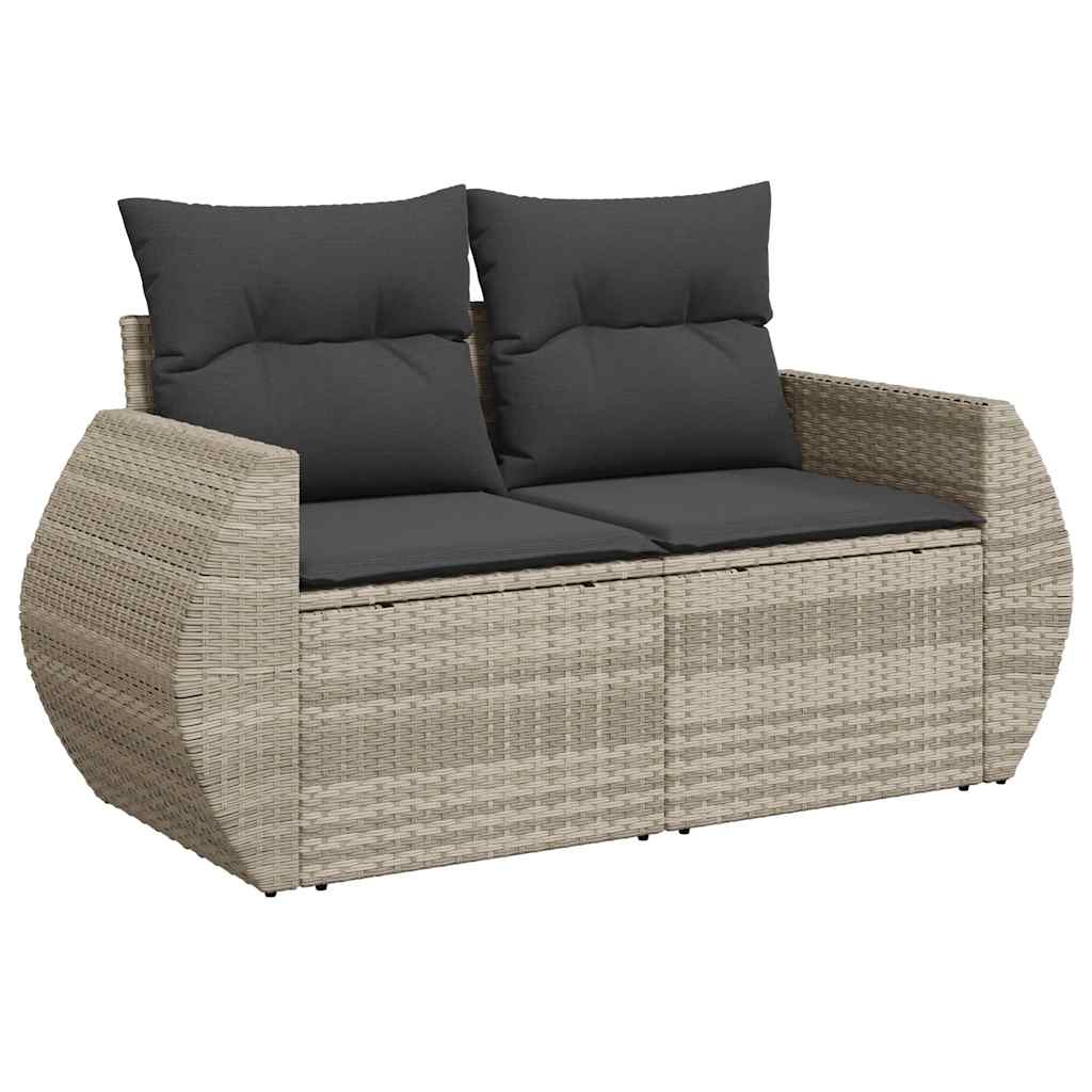 Set Divano Giardino 10 pz con Cuscini Grigio Chiaro Polyrattan | homemem39