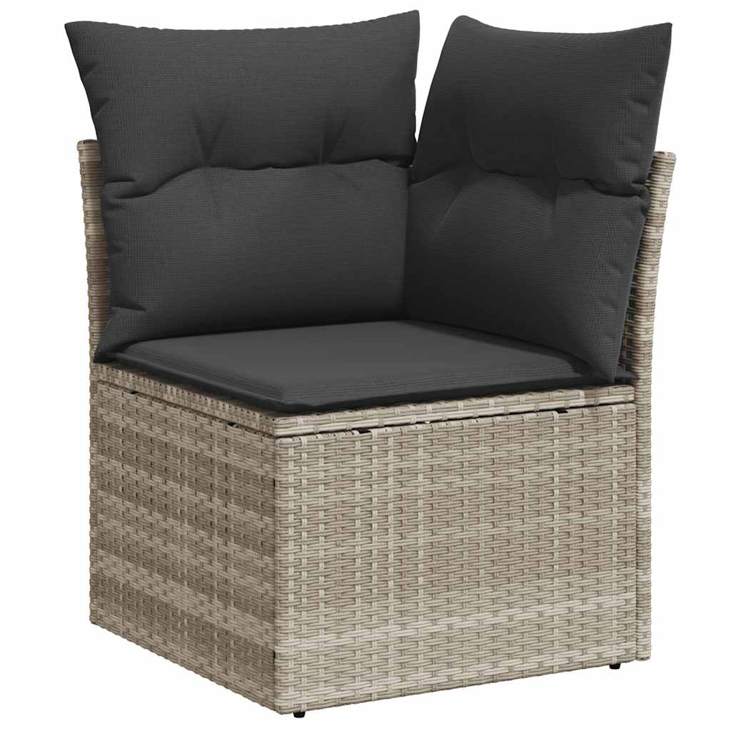 Set Divano Giardino 10 pz con Cuscini Grigio Chiaro Polyrattan | homemem39