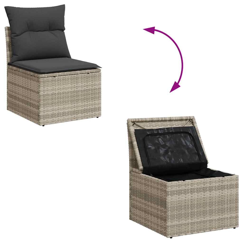 Set Divano Giardino 10 pz con Cuscini Grigio Chiaro Polyrattan | homemem39