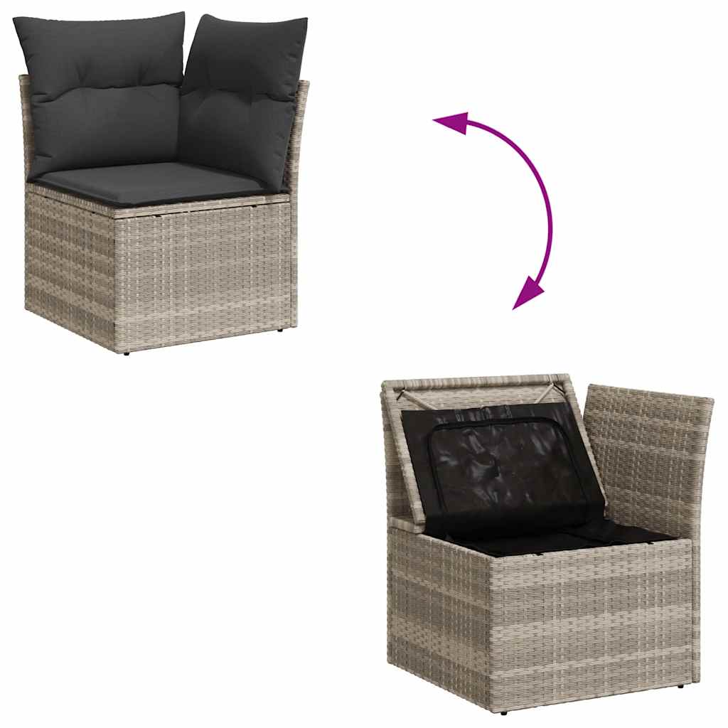 Set Divano Giardino 10 pz con Cuscini Grigio Chiaro Polyrattan | homemem39