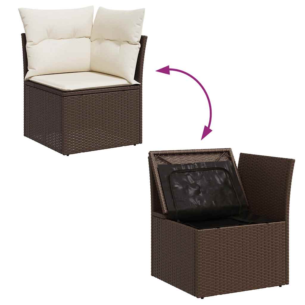 Set Divani da Giardino 11 pz con Cuscini Polyrattan Marrone | homemem39