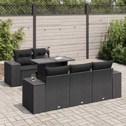 Set Divano da Giardino 6 pz con Cuscini Nero in Polyrattan | homemem39