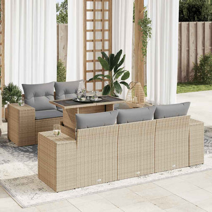 Set Divano da Giardino 6 pz con Cuscini Beige in Polyrattan | homemem39