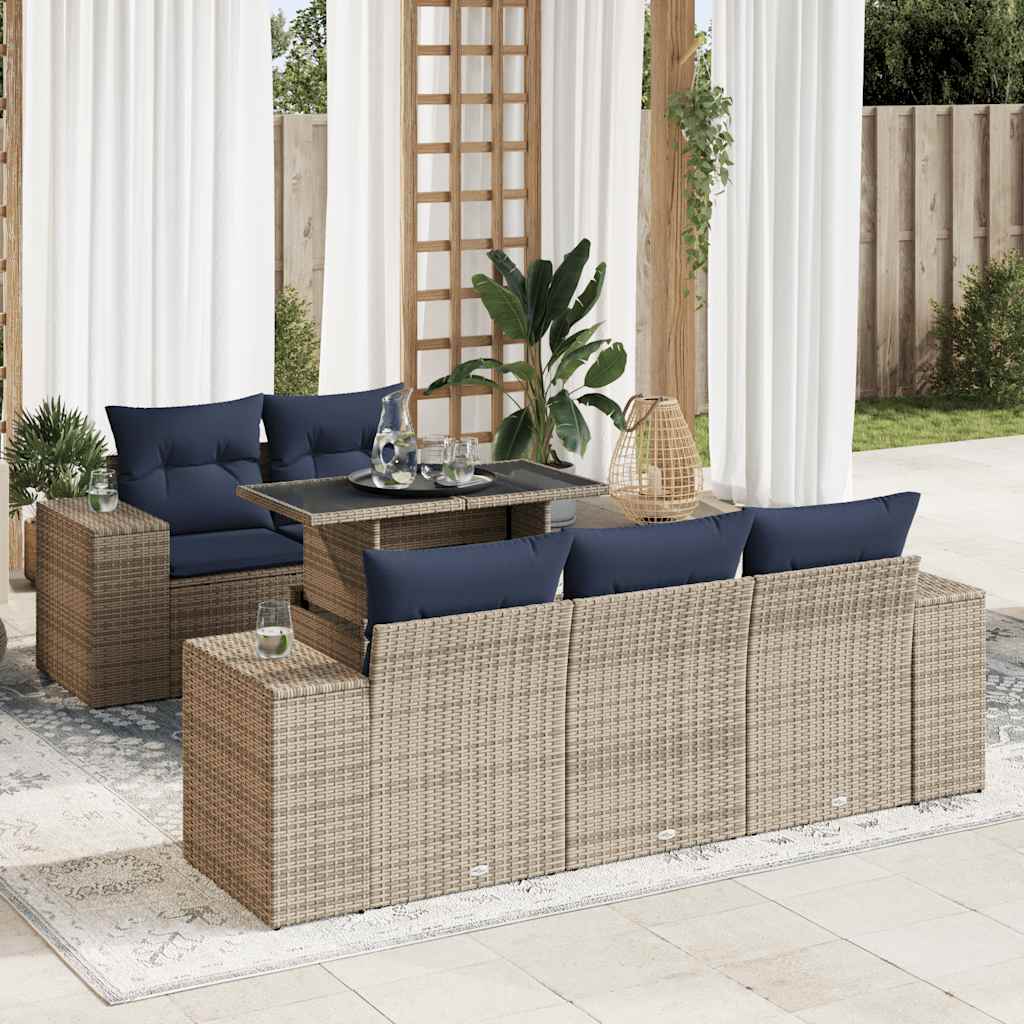 Set Divano da Giardino 6pz con Cuscini Grigio Polyrattan Acacia | homemem39