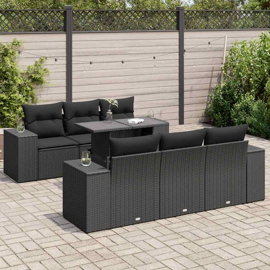 Set Divani da Giardino con Cuscini 7pz Nero Polyrattan - homemem39