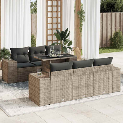 Set Divani da Giardino 7 pz con Cuscini Grigio in Polyrattan - homemem39
