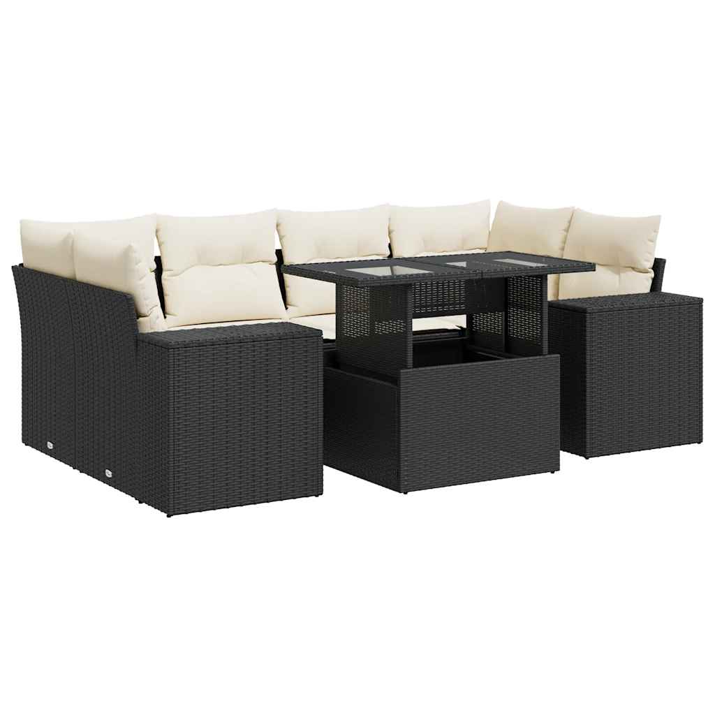 Set Divani da Giardino con Cuscini 7pz Nero Polyrattan - homemem39