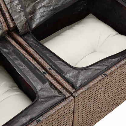 Set Divani da Giardino 7 pz con Cuscini Marrone in Polyrattan