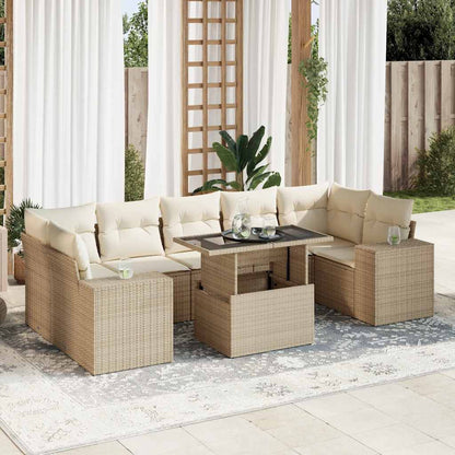 Set Divano da Giardino 8 pz con Cuscini Beige in Polyrattan | homemem39