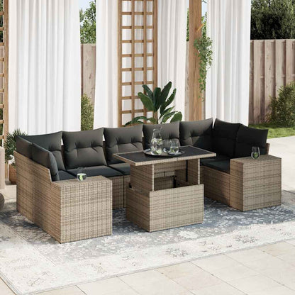 Set Divano da Giardino 8 pz con Cuscini Grigio in Polyrattan | homemem39