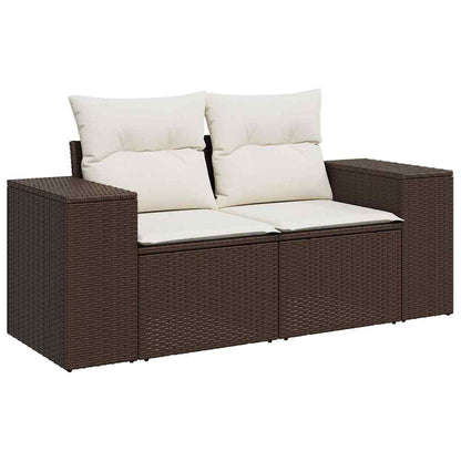Set Divani da Giardino 8 pz con Cuscini Marrone in Polyrattan | homemem39