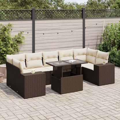 Set Divani da Giardino 8 pz con Cuscini Marrone in Polyrattan | homemem39