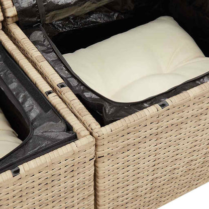 Set Divano da Giardino 9 pz con Cuscini Beige in Polyrattan