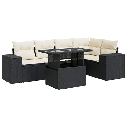 Set Divano da Giardino 6 pz con Cuscini Nero in Polyrattan | homemem39