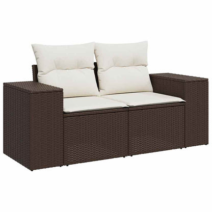 Set Divani da Giardino 7 pz con Cuscini Marrone in Polyrattan | homemem39