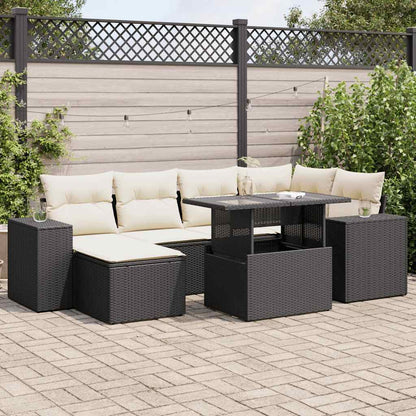 Set Divani da Giardino con Cuscini 7pz Nero Polyrattan | homemem39