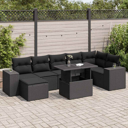 Set Divani da Giardino con Cuscini 8 pz Nero in Polyrattan | homemem39