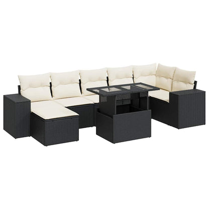 Set Divani da Giardino con Cuscini 8 pz Nero in Polyrattan | homemem39