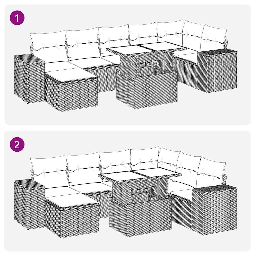 Set Divano da Giardino 8pz con Cuscini Grigio Polyrattan Acacia | homemem39