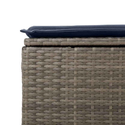Set Divano da Giardino 9pz con Cuscini Grigio Polyrattan Acacia