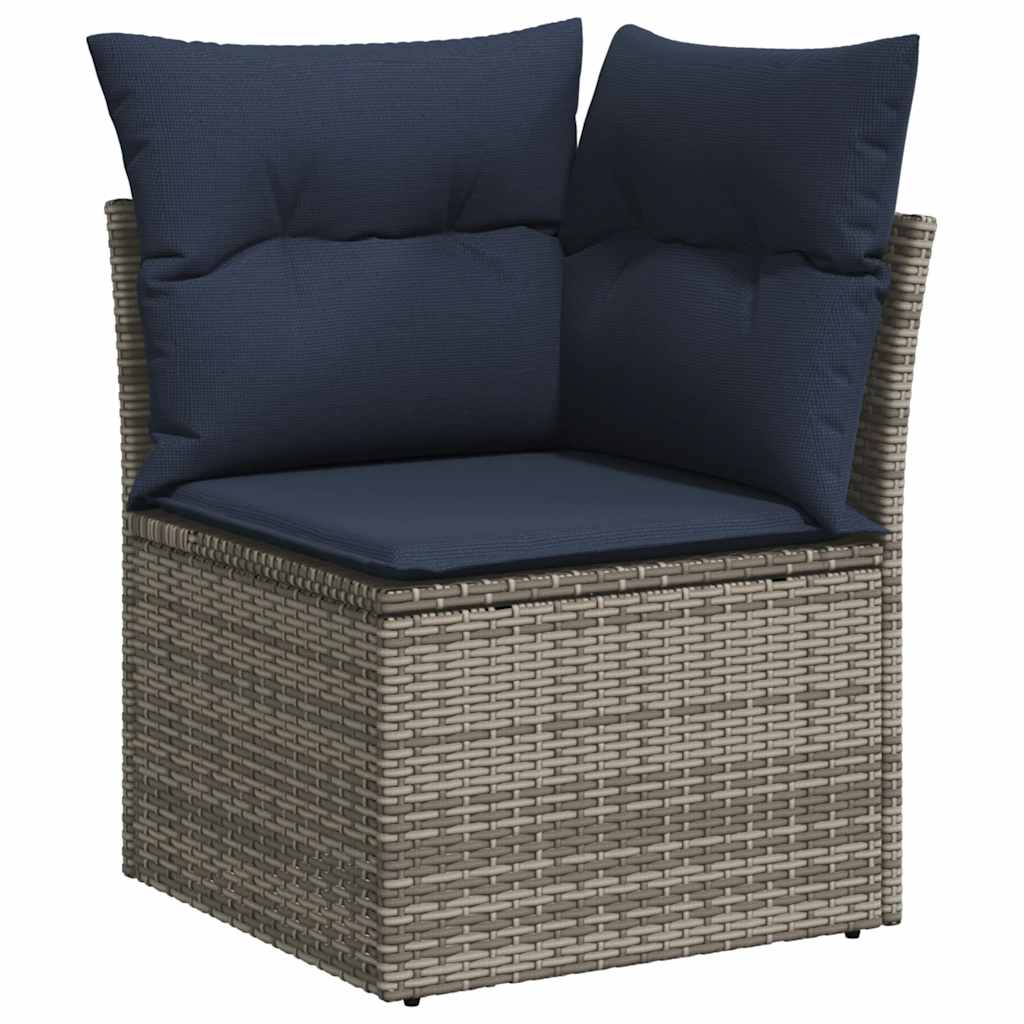 Set Divano da Giardino 9pz con Cuscini Grigio Polyrattan Acacia