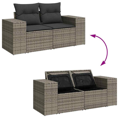 Set Divani da Giardino 11 pz con Cuscini in Polyrattan Grigio | homemem39