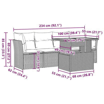 Set Divani da Giardino 5 pz con Cuscini in Polyrattan Nero | homemem39