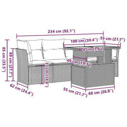 Set Divano da Giardino 5 pz con Cuscini Beige in Polyrattan | homemem39