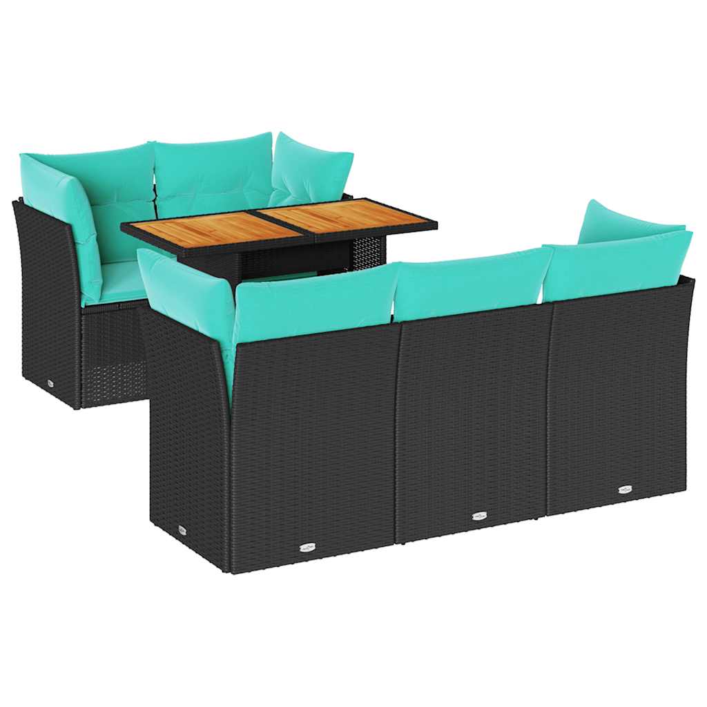 Set Divano da Giardino 6 pz con Cuscini Nero in Polyrattan | homemem39