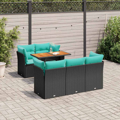 Set Divano da Giardino 6 pz con Cuscini Nero in Polyrattan | homemem39