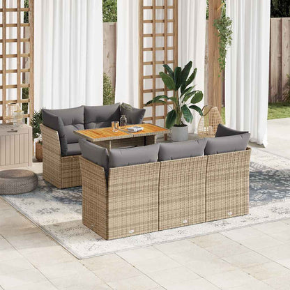 Set Divano da Giardino 6 pz con Cuscini Beige in Polyrattan | homemem39