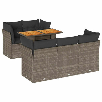 Set Divano da Giardino 6 pz con Cuscini Grigio in Polyrattan | homemem39