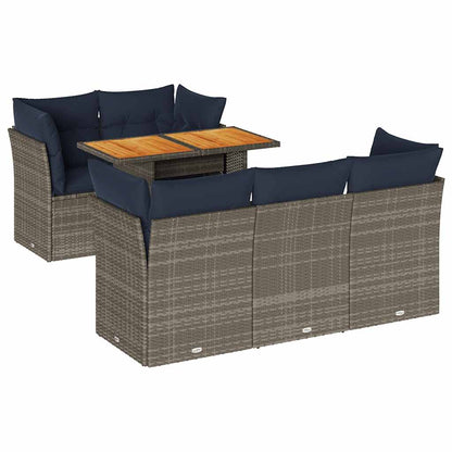 Set Divano da Giardino 6 pz con Cuscini Grigio in Polyrattan | homemem39