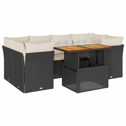 Set Divani da Giardino con Cuscini 7pz Nero Polyrattan | homemem39